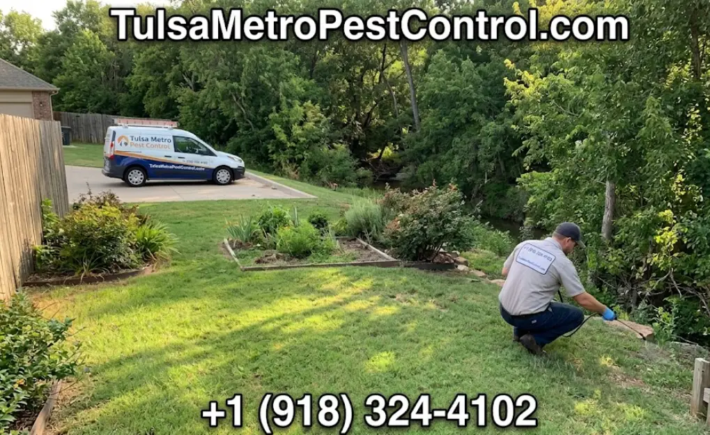 Oklahoma backyard near natural area — pest habitat